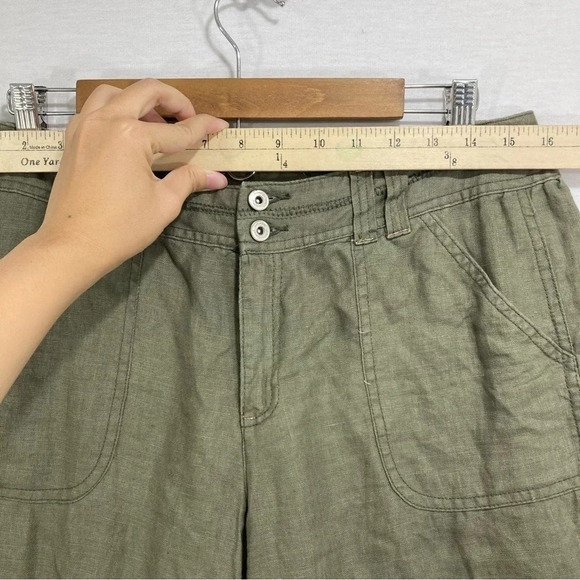 INC International Concepts 100% Linen Olive Green Boho Casual Pants Size 8 - Picture 11 of 13